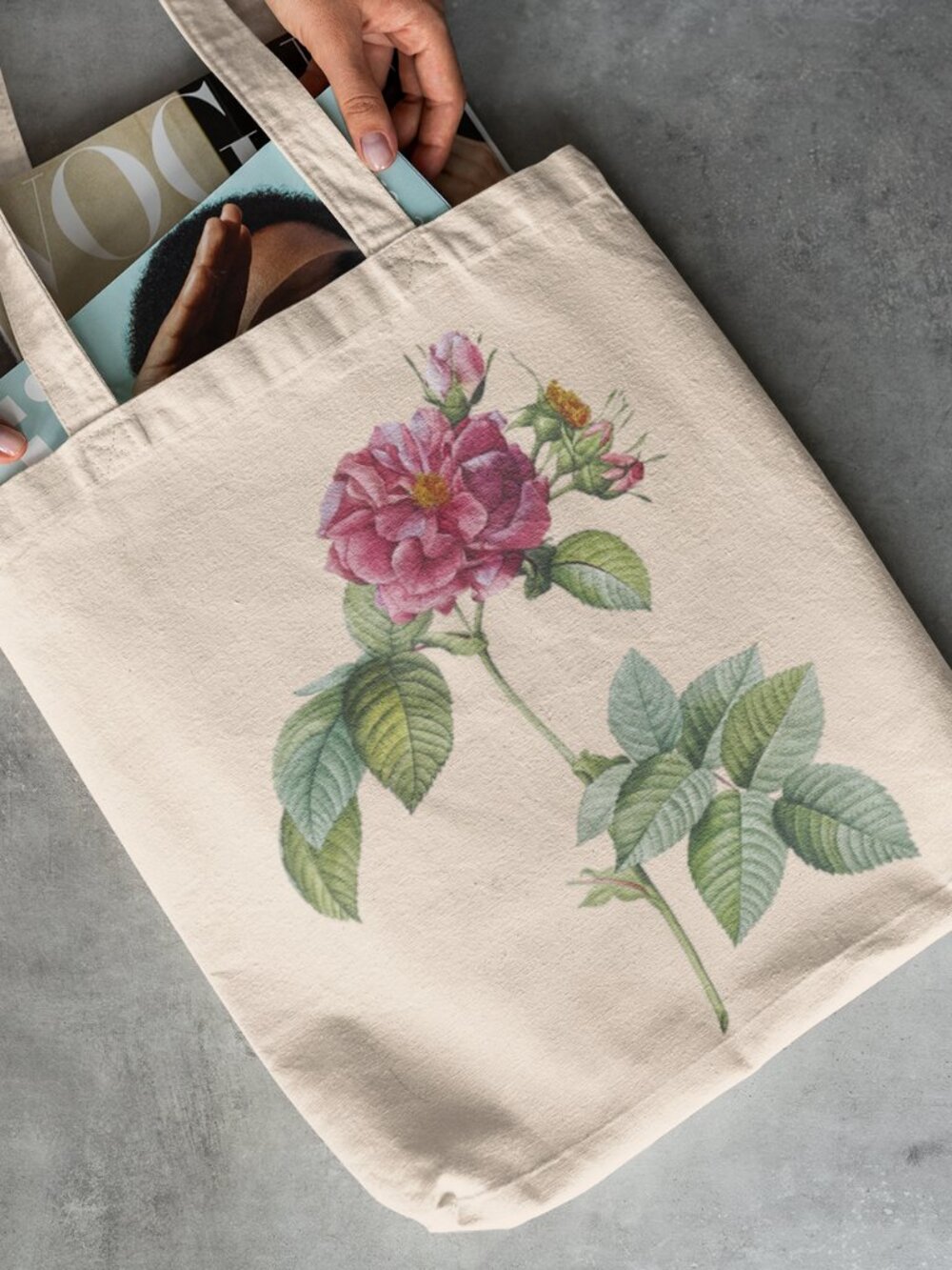 Rose Of Frankfurt Vintage Floral Print Graphic Canvas Tote Bag - Picture 2 of 5